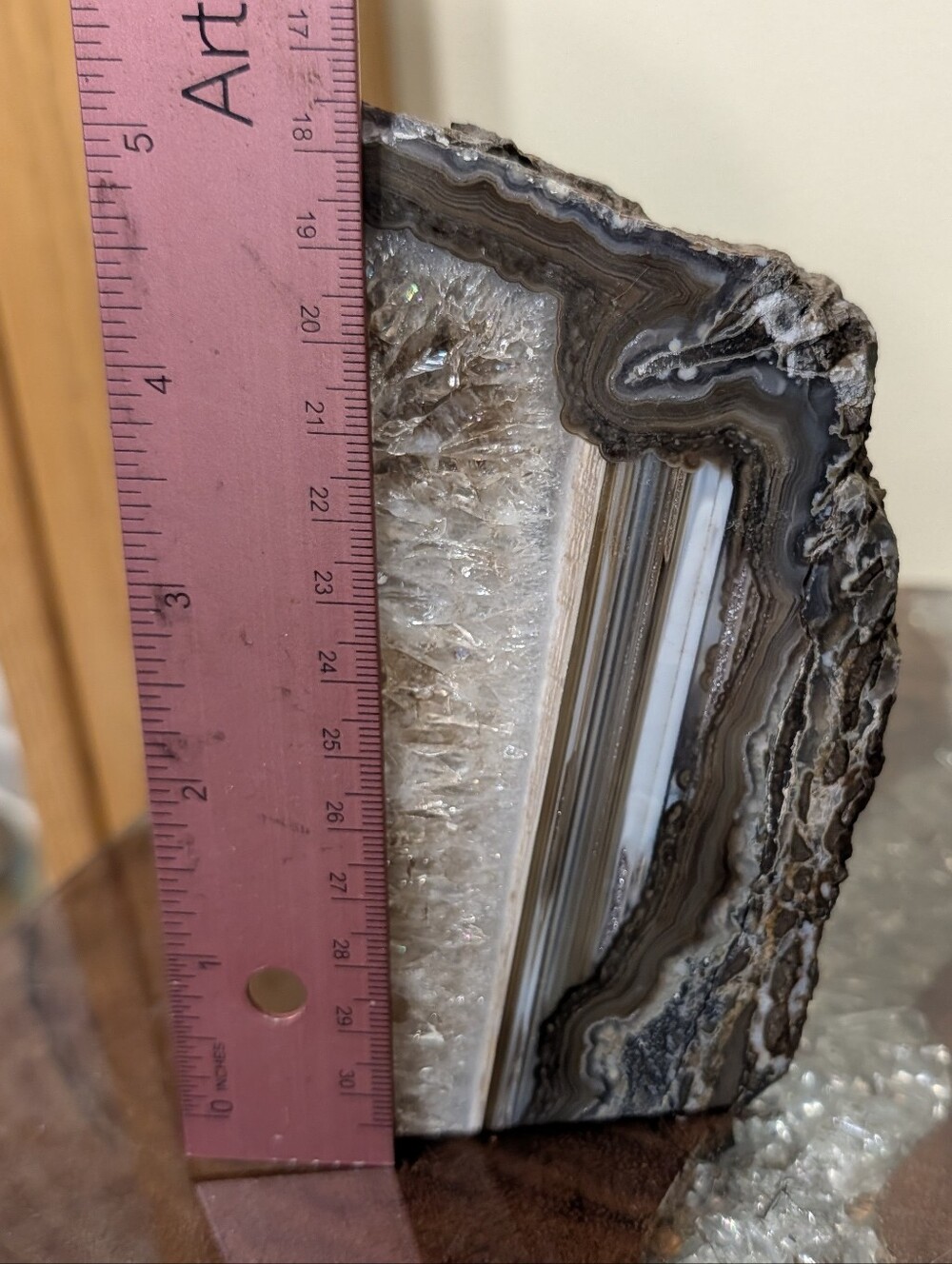 Agate Geode Sections Set of 3 Naturally Colored Black, Gold, Silver & Iridescent - Picture 7 of 14